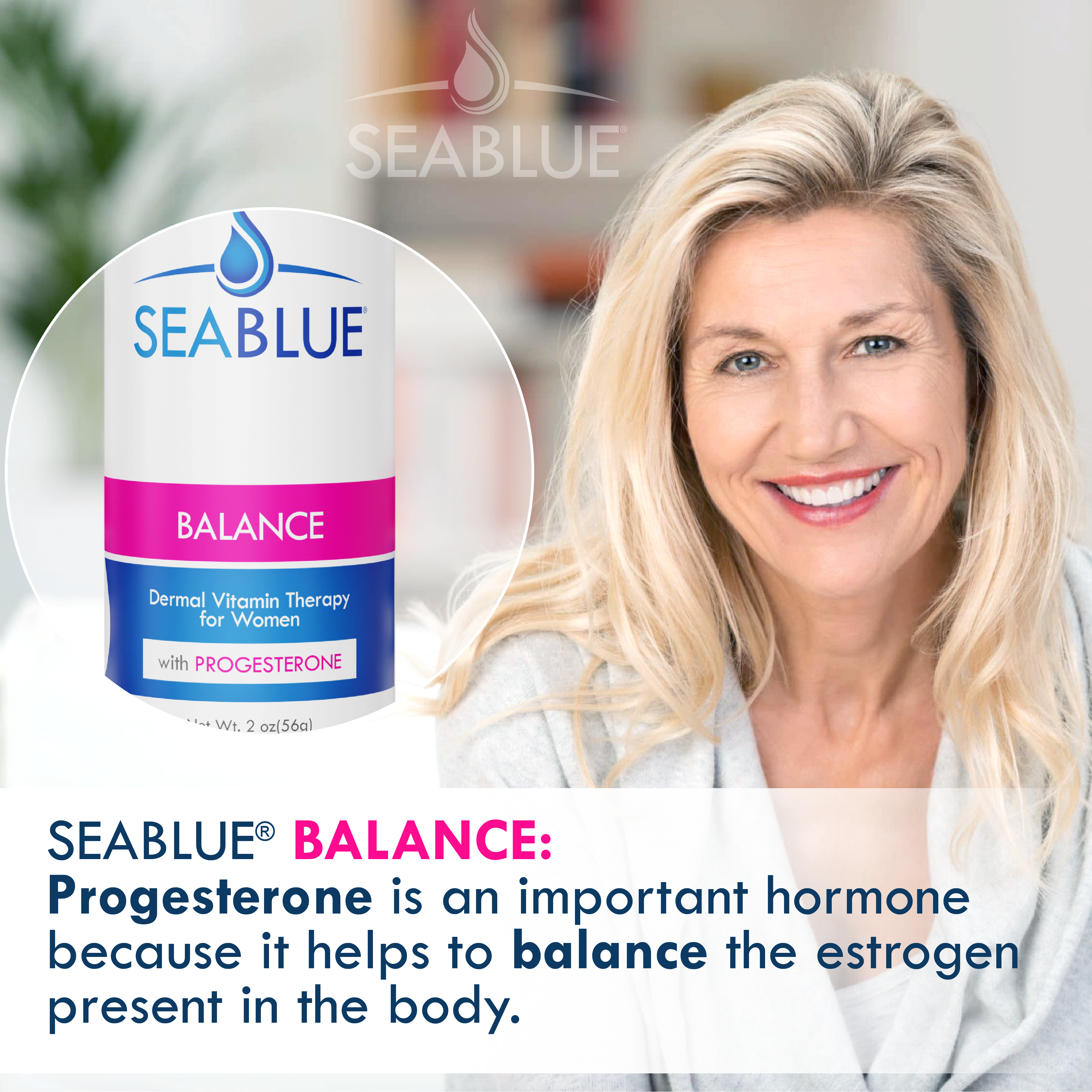 SEABLUE® Balance Dermal Vitamin Cream with Progesterone for Women